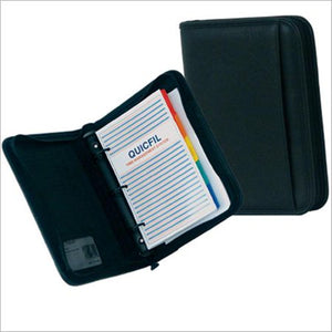 Large Black Simulated Leather Planner with planner pages, dividers and organization pockets