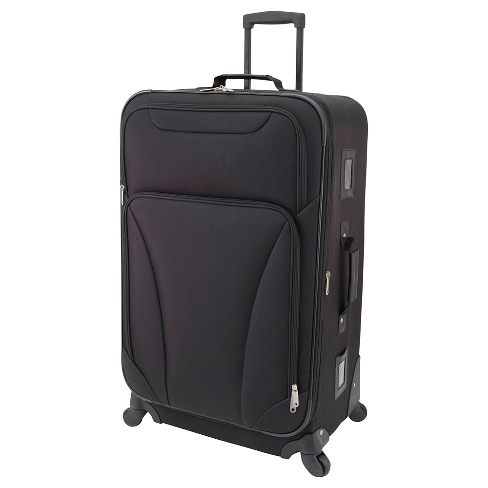 Black suitcase with wheels on sale