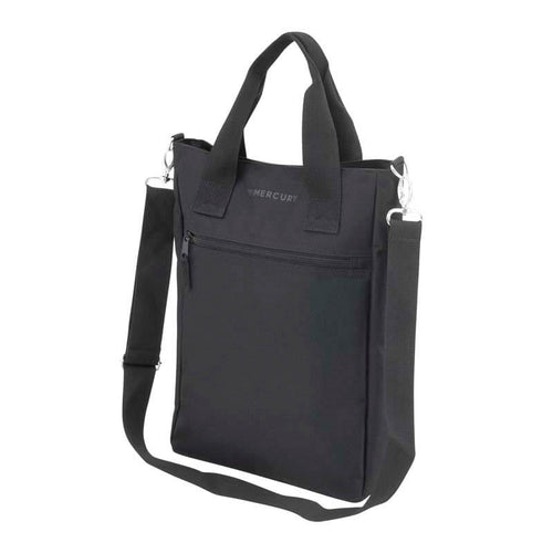Right Angle of Simple Tote Bag with top carry handles, detachable shoulder strap and front zippered pocket