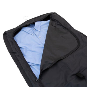 Opened main compartment showing nice dress shirt - Tri-Fold Garment Bag