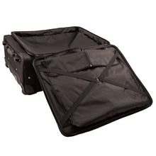 Load image into Gallery viewer, Opened front pocket showing interior pocket and elastic strap for securing items - 27&quot; Wheeled Upright, Black