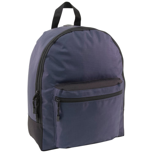front view showing main zippered compartment and side zippered compartment - Backpack, Navy 