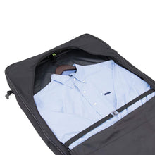 Load image into Gallery viewer, Opened main compartment with dress shirt hanging neatly inside - 46&quot; Garment Bag, Black
