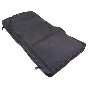 Unfolded showing two zippers - 46" Garment Bag, Black